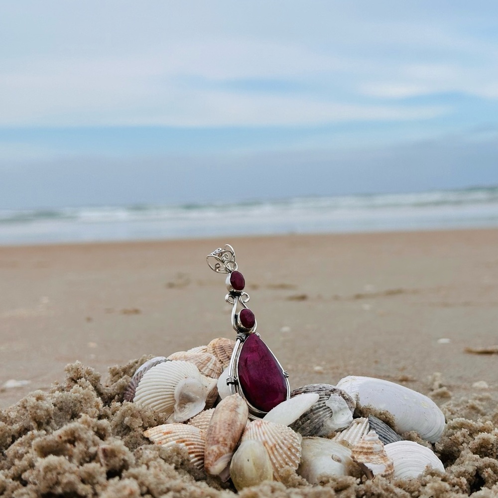 Solid Sterling Silver, Ruby Conundrum Pendant - image 3